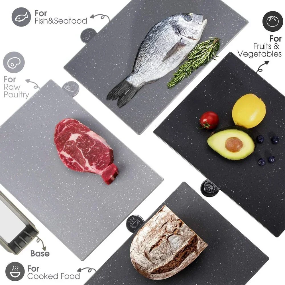 Masthome Index Chopping Board Set, 4-Pc Plastic Cutting Boards | NEW IN BOX.